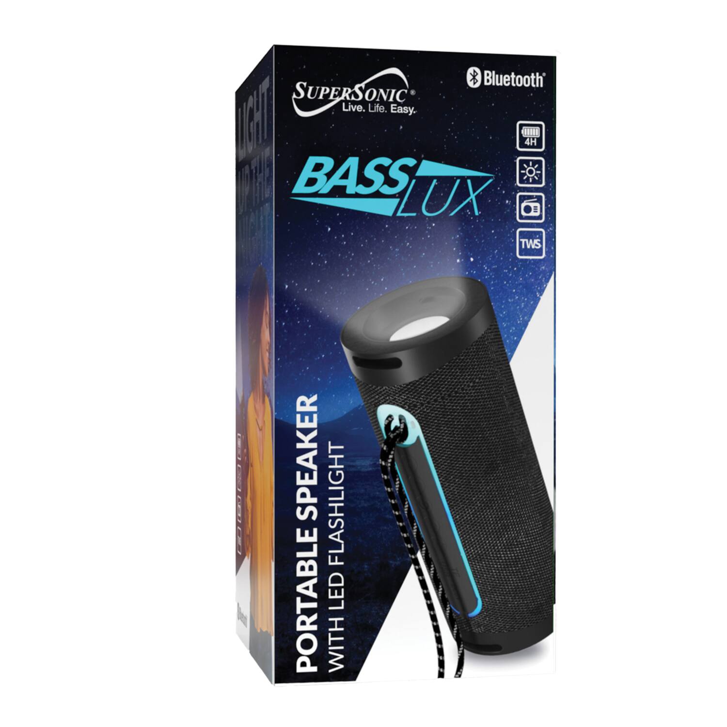 Supersonic Portable Bluetooth Speaker SC 2340BT, LED Flashlight