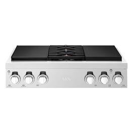 SKS - 36-inch Dual Fuel Pro Rangetop with Sous-Vide, 2 Burners and 2 Induction Zones - Stainless Steel