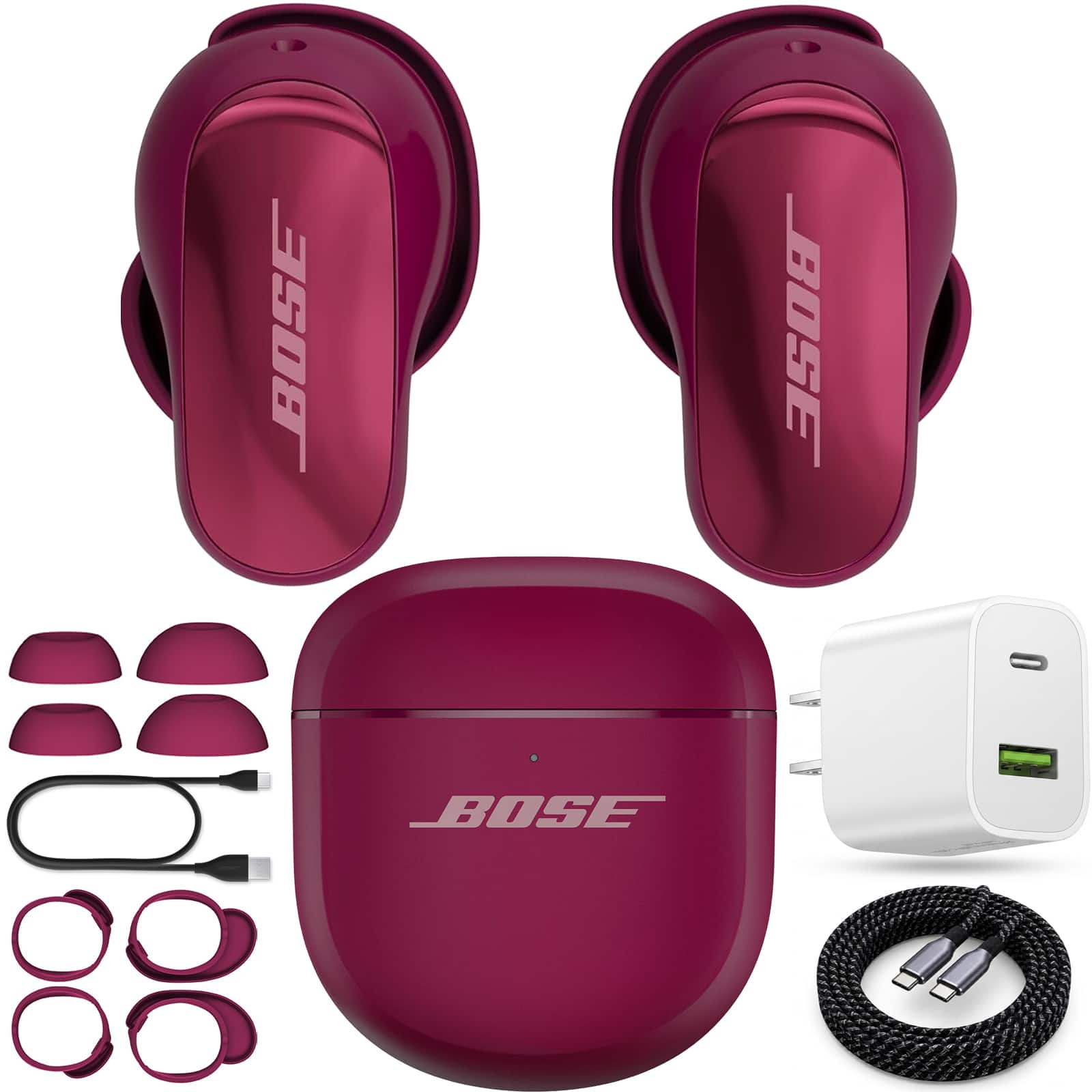 Bundle - Bose - QuietComfort Ultra Earbuds 2nd Gen Wireless Headphones Power - Deep Plum