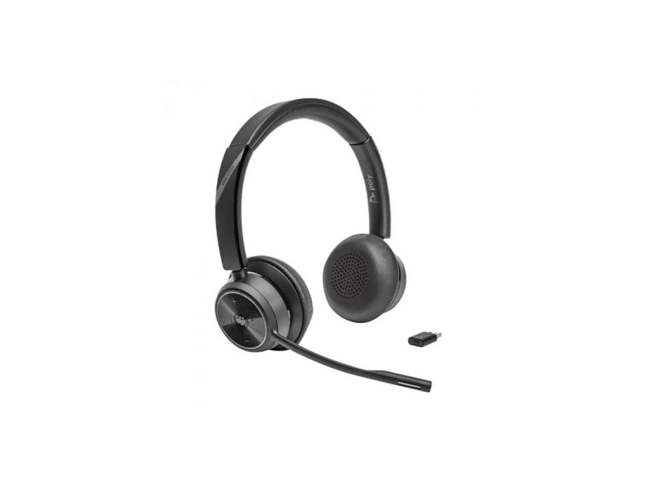 Photos - Microphone HP  Poly Savi 7300 Office 7320 Headset - Microsoft Teams - Wireless DECT 6.0 - Noise Cancelling  - Black 7E2L1AA# 