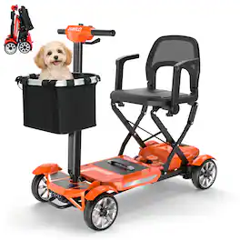 Eskute - Automatic Folding Mobility Scooter for Seniors and Adults, Compact Portable Electric Scooter for Everyday Travel - Orange