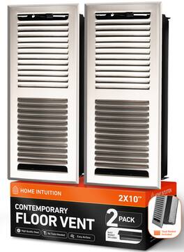 Home Intuition - Contemporary Floor Vent Covers 4X12 Inch with Mesh Cover, Heat and Air for HVAC, 2-Pack - Satin Nickel