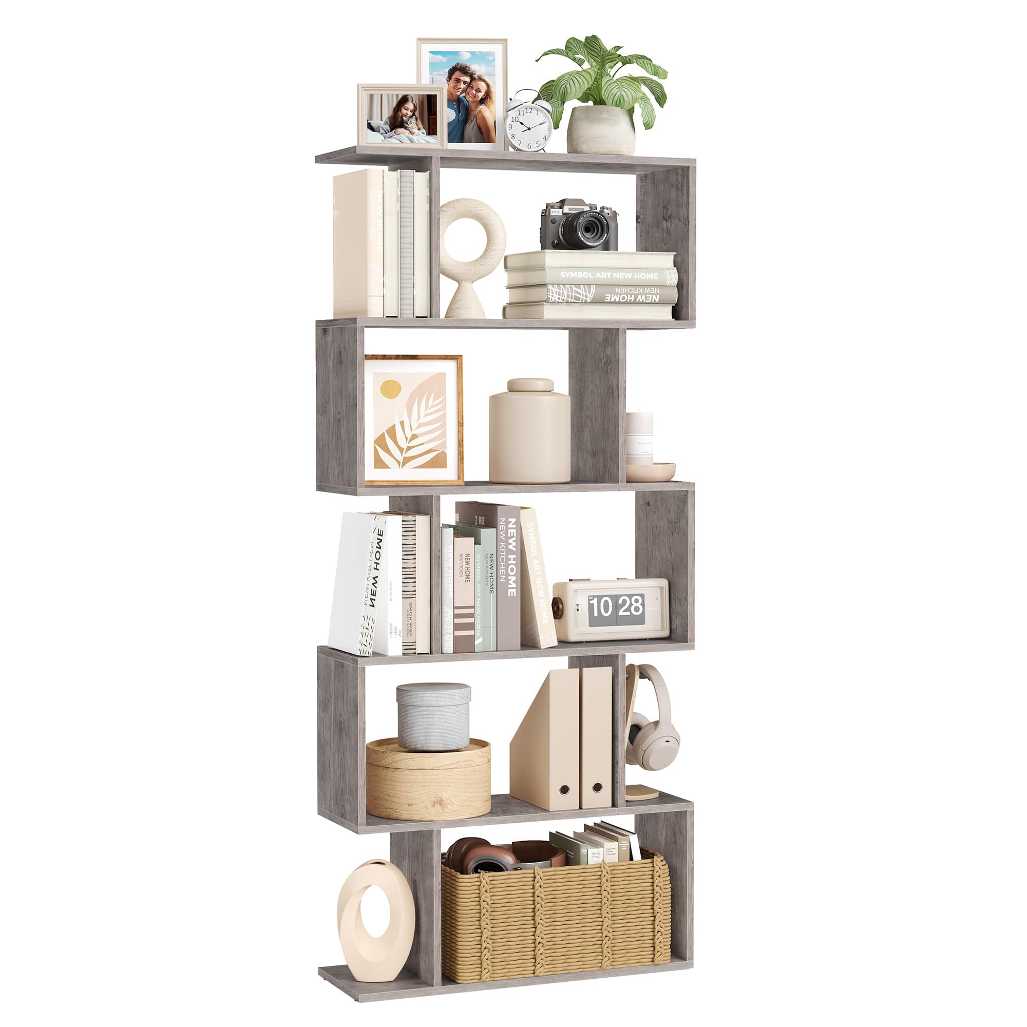 Songmics Home - Bookshelf, Bookcase and Display Shelf, 5-Tier Bookshelf - Greige