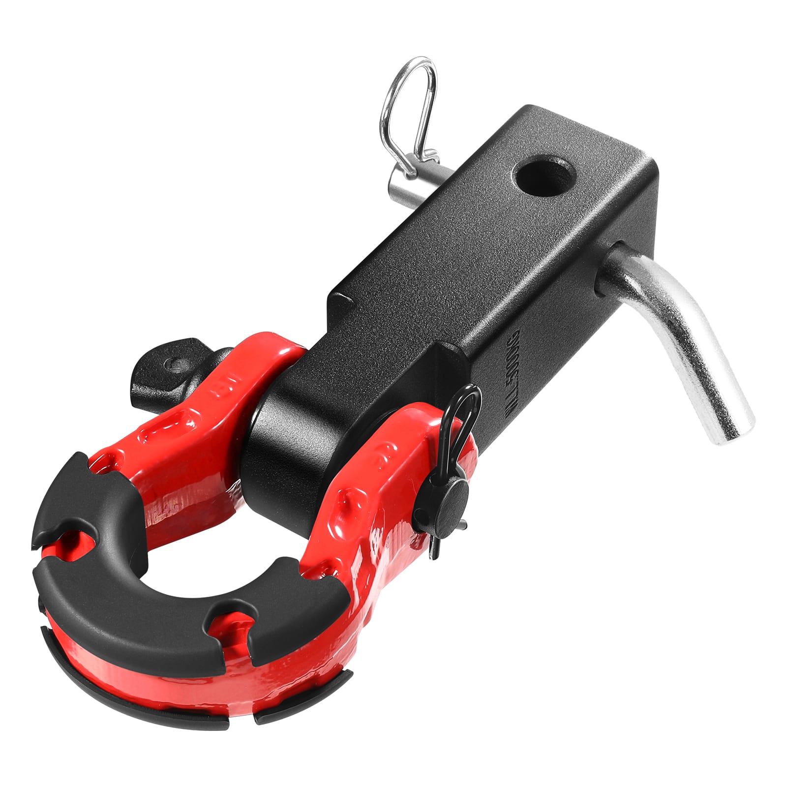 VEVOR - Shackle Hitch Receiver, Fits 2" Receivers, 65900 lbs Breaking Strength, D Ring Shackle with Trailer Hitch Lock Pin - Black,red