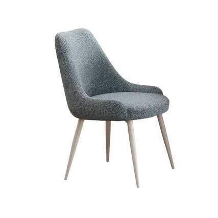 Front. Manhattan Lane - Aela Side Dining Chair Set of 2, Light Blue Boucle - Blue, Bone White.
