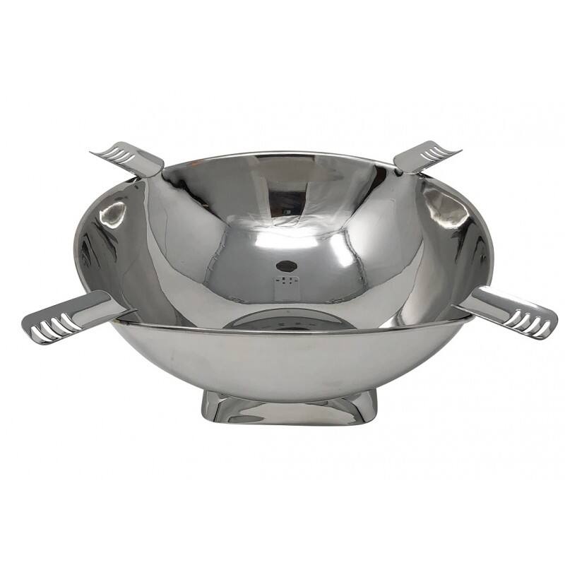 Front. Prestige - Smokin Ash' Quadrangle Cigar Ashtray (Stainless Steel) - Polished Stainless Steel.