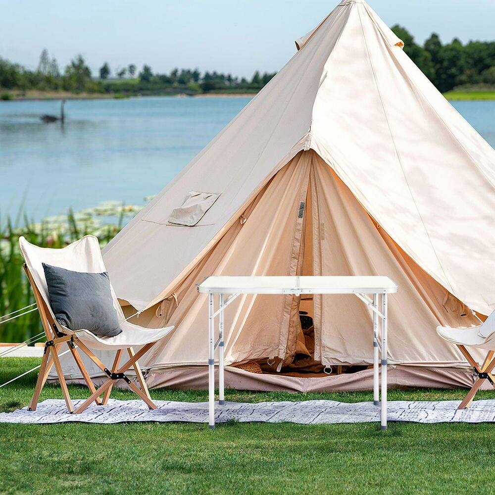 Alt View 4. Resenkos - Resenko's Premium Aluminum Folding Table, Large Size For Home Use, Durable Construction With White Finish, White - White.