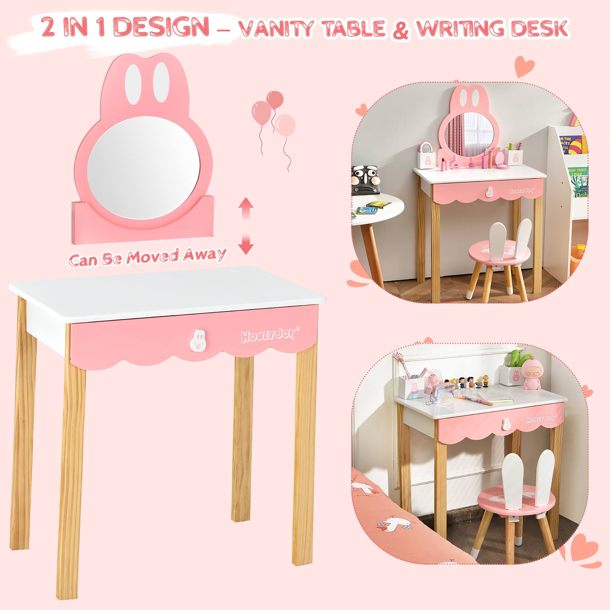 2 IN 1 DESIGN - VANITY TABLE & WRITING DESK. Can Be Moved Away.
