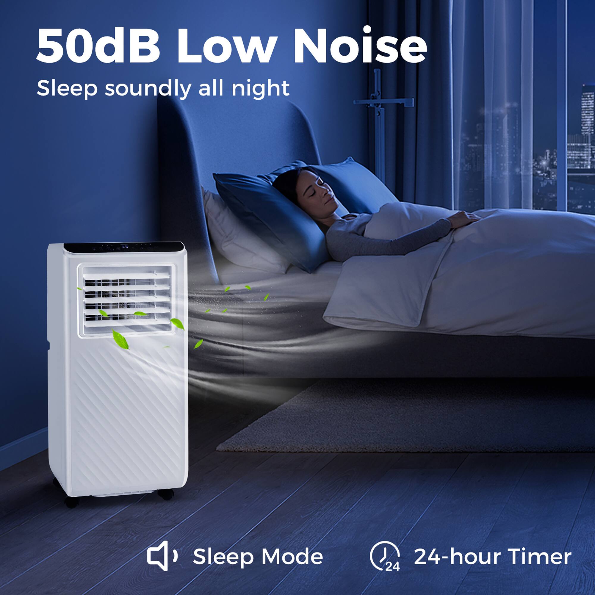 50dB Low Noise, Sleep soundly all night, Sleep Mode, 24-hour Timer