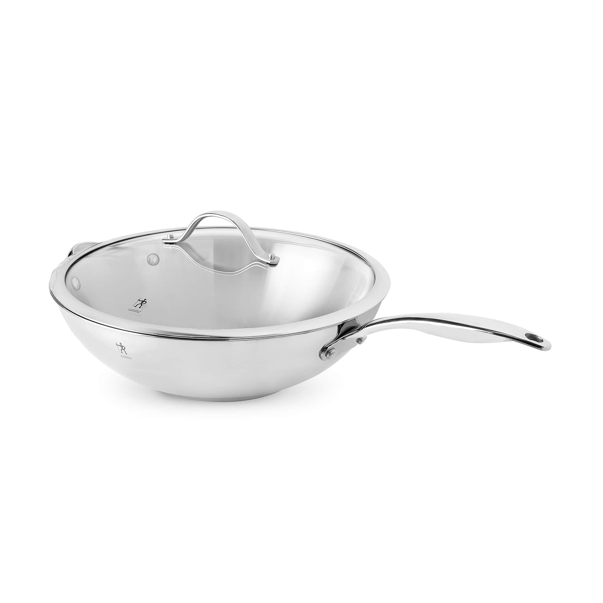 Henckels - Aragon 12.5-inch Wok with Lid - Stainless Steel - Thumbnail 2
