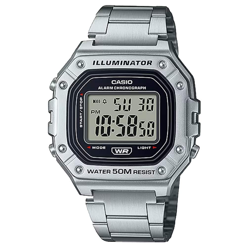 Casio - Men's Water-Resistant Digital Watch with Stainless Steel Bracelet - W-218HD-1AV - Silver price history on PriceWatchPro