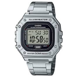 Casio - Men's Water-Resistant Digital Watch with Stainless Steel Bracelet - W-218HD-1AV - Silver