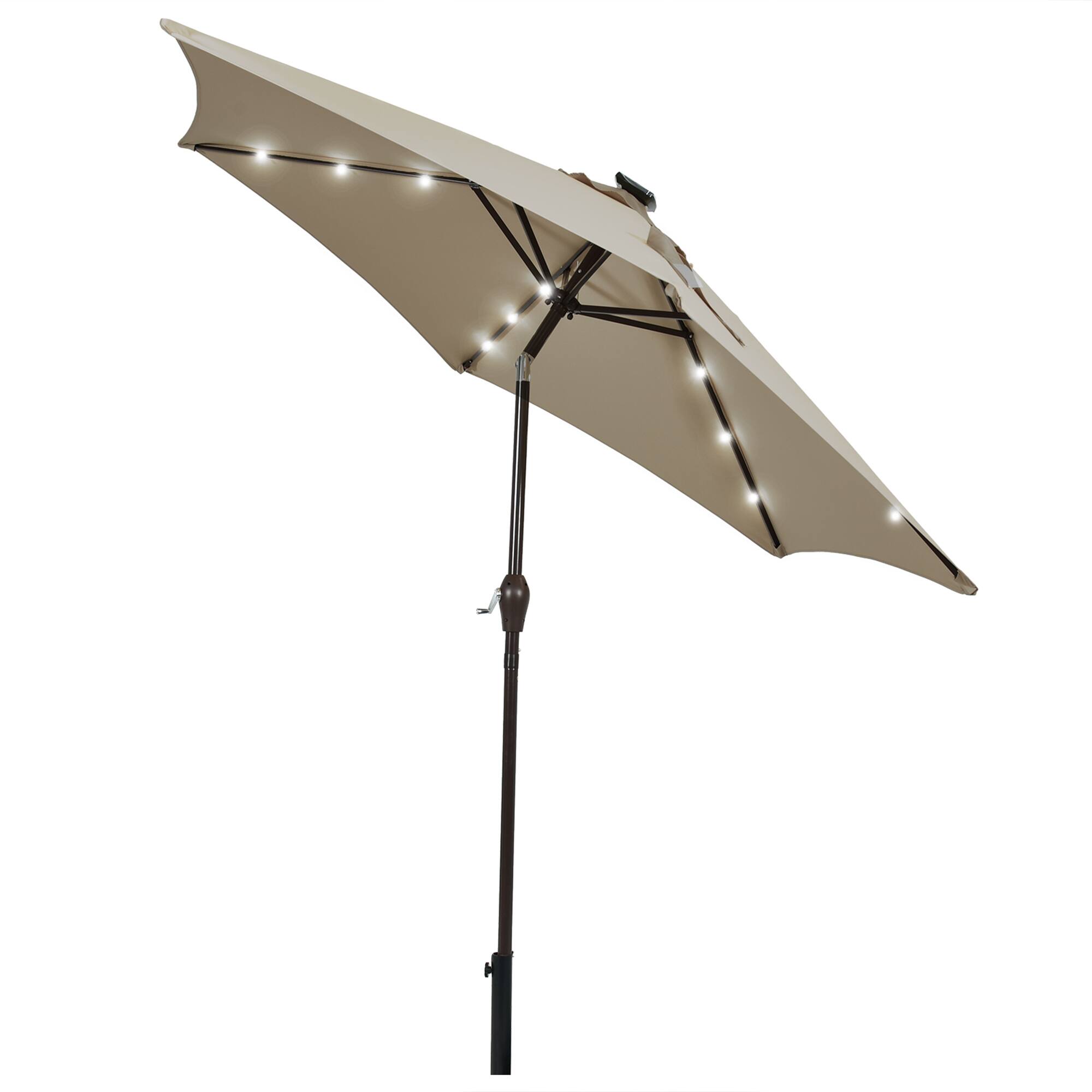 Alt View 1. Gymax - Gymax 9 ft Patio Table Market Umbrella Yard Outdoor w/ Solar LED Lights Tan - Tan.