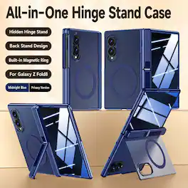 Dteck - Magnetic Shockproof Phone Case for Samsung Galaxy Z Fold8 with Dual Kickstand, Rigid Plastic Cover Built-in Screen Glass - B