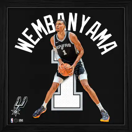 Front. Highland Mint - Victor Wembanyama San Antonio Spurs Impact Jersey Frame - Multicolor.