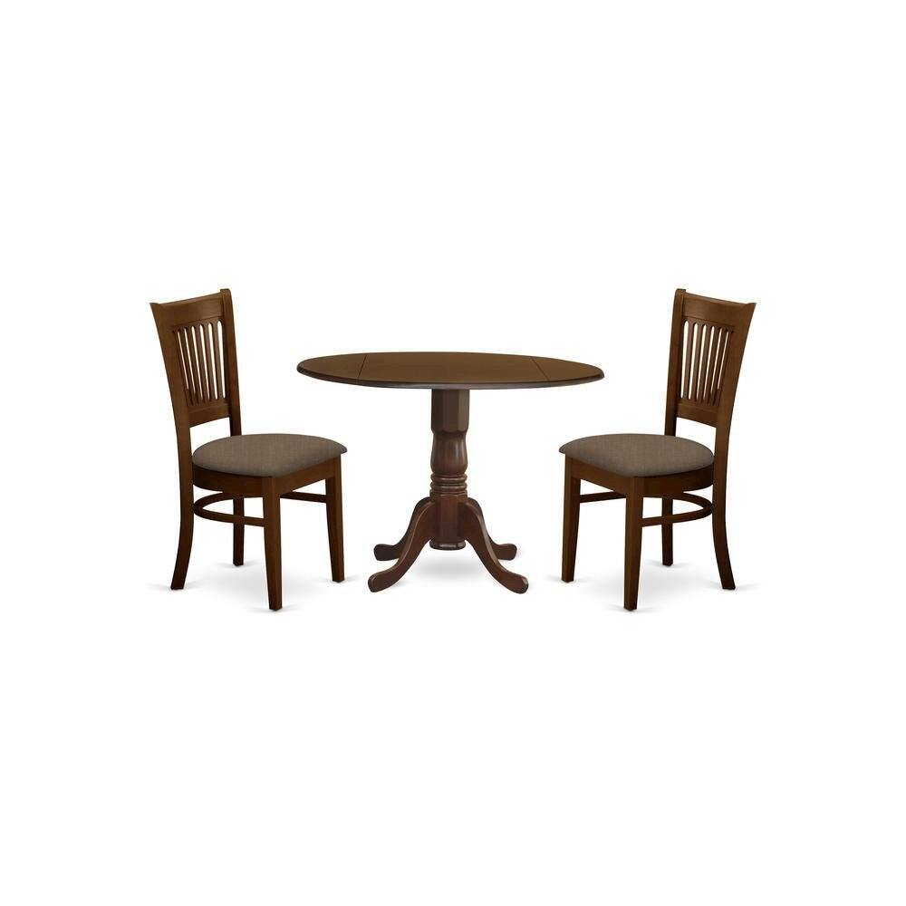Back. FurniFact - 3-Piece Dining Set - Espresso.