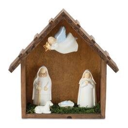 BreeBe - Holiday Nativity Scene Display 10"L - Brown, White, Green