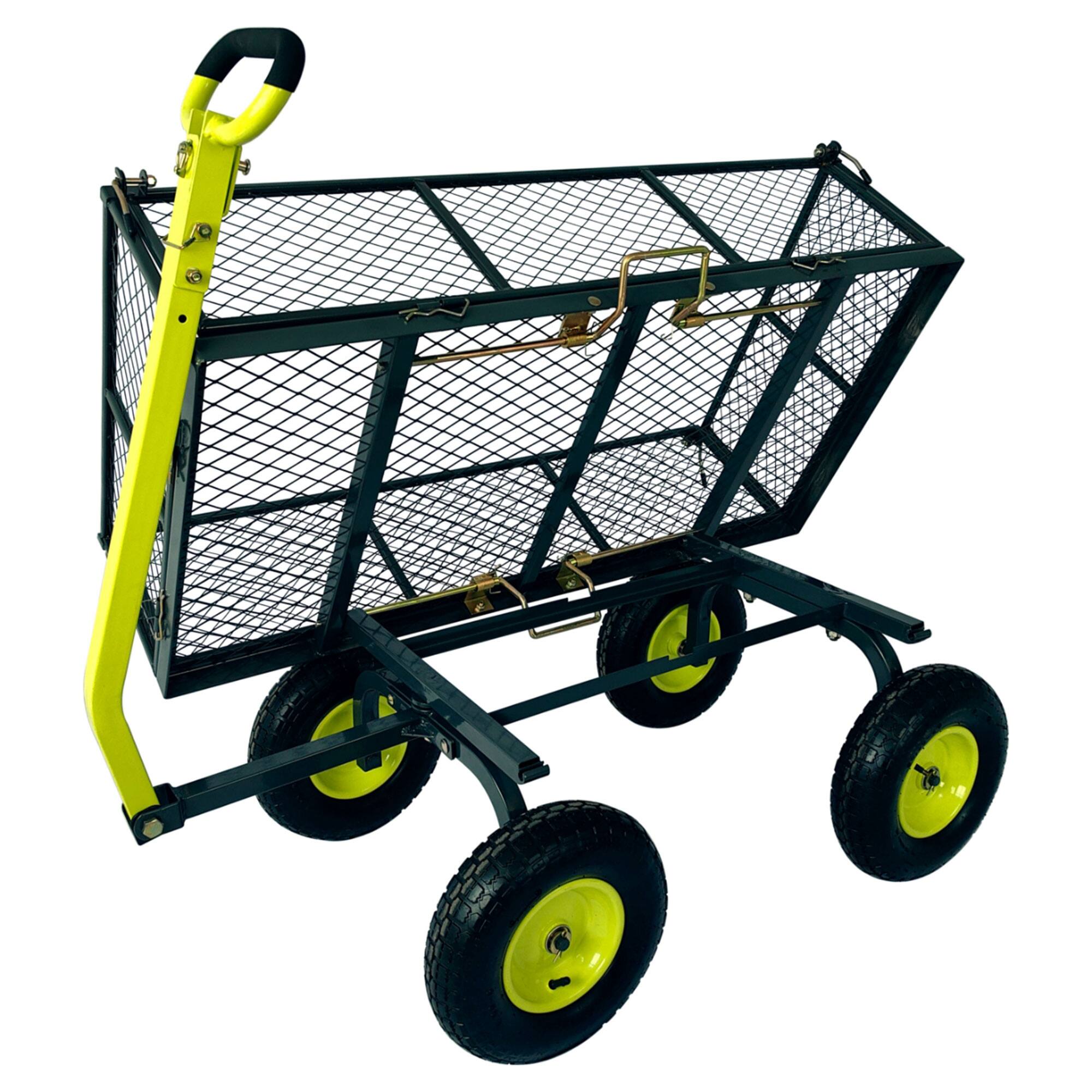 Alt View 7. Yard Tuff - Yard Tuff 3-in-1 Dual Side Dump Wagon with Fold Down Sides and 1000 lb. Capacity - Gray/Green.