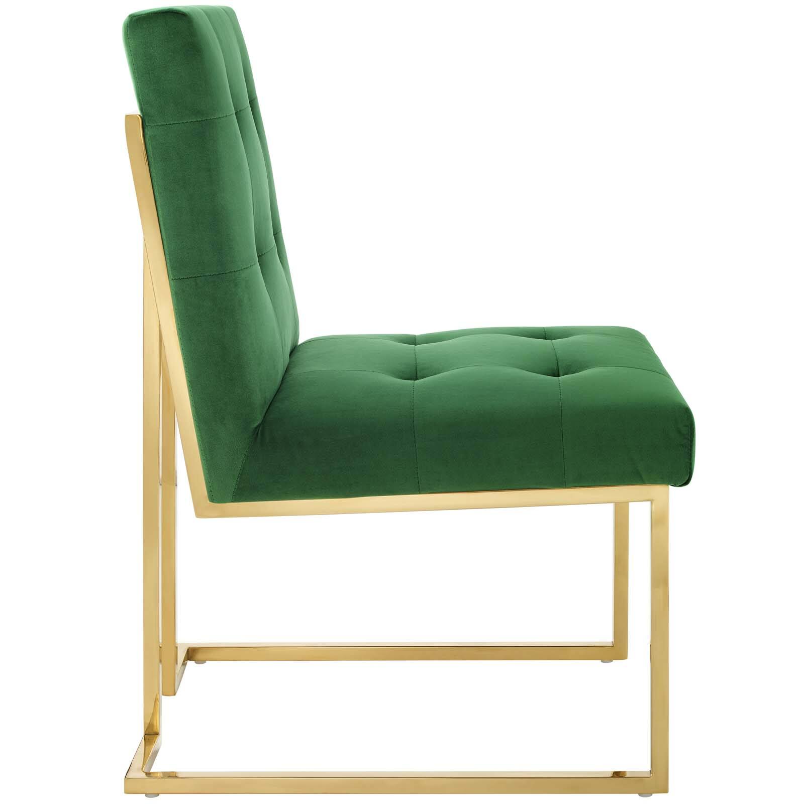 Back. Modway - Privy Gold Stainless Steel Performance Velvet Dining Chair by Modway - Gold Emerald.