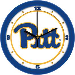 MpDirect - Pitt Panthers 11.5'' Suntime Premium Glass Face Traditional Logo Wall Clock - Multicolor