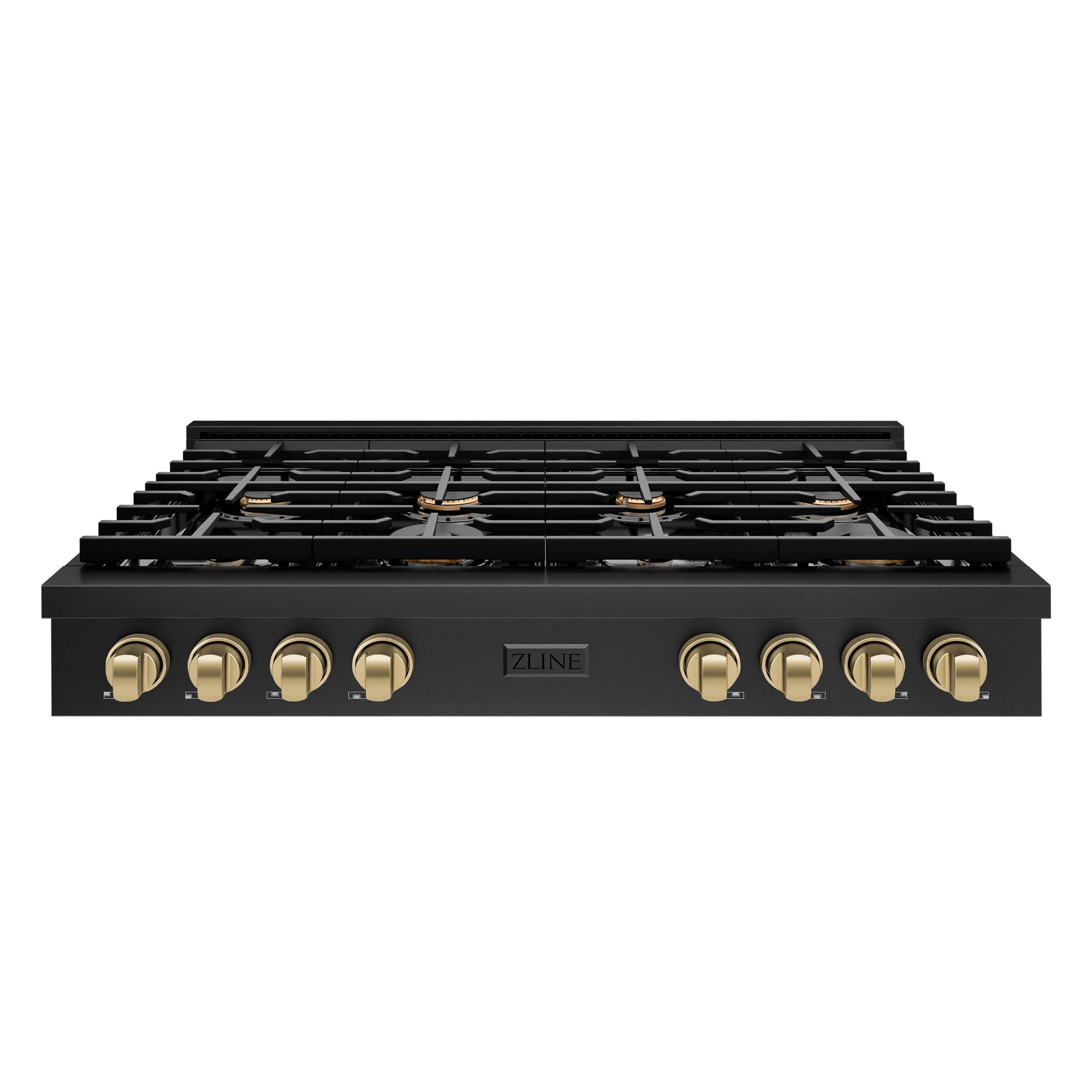 Front. ZLINE - ZLINE 48 in. Autograph Paramount Rangetop in Black Stainless Steel w/ Bronze Accents (SRTBZ-48-CB) - Black Stainless Steel.