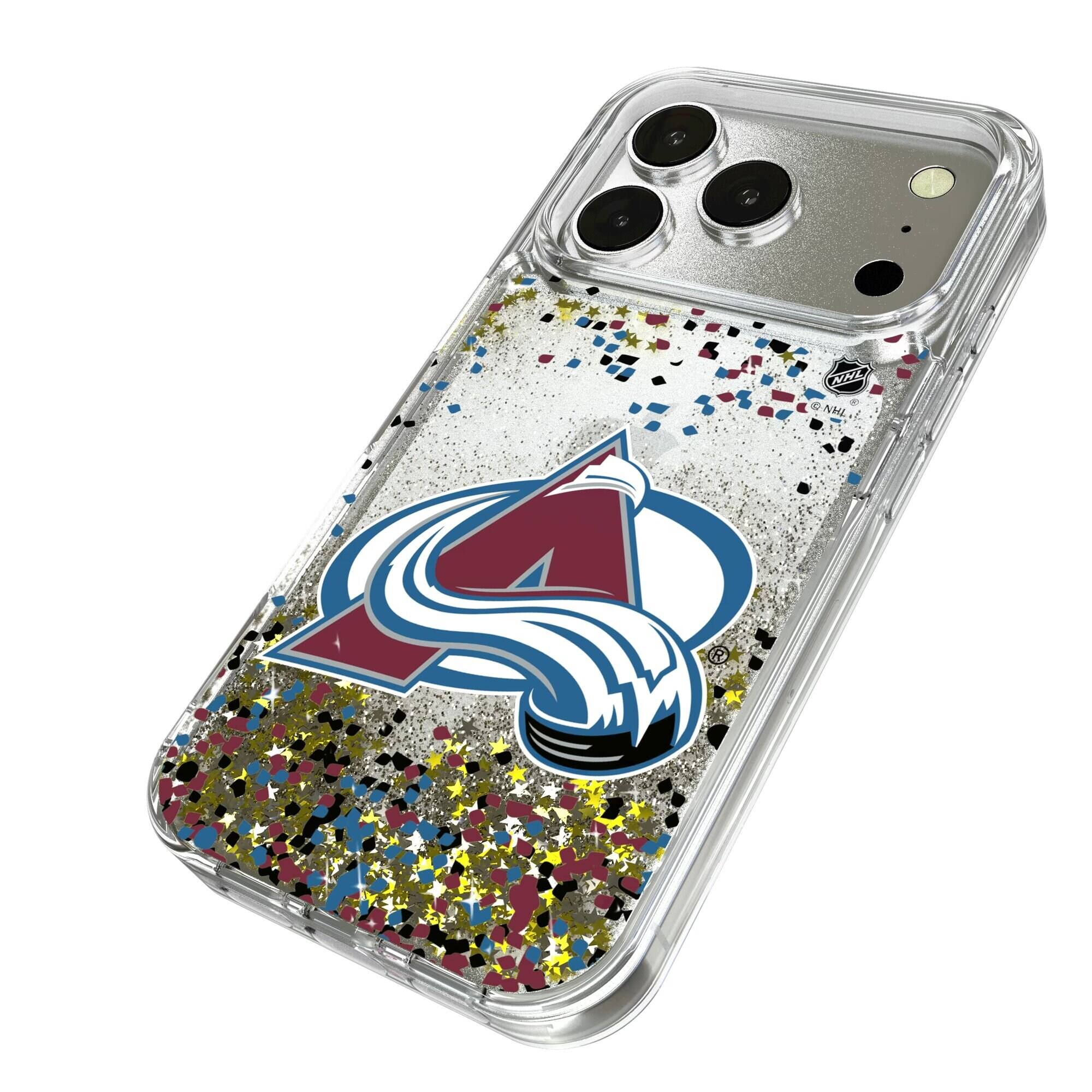 Alt View 1. Keyscaper - Colorado Avalanche iPhone Confetti Glitter Case - 14 - Multicolor.