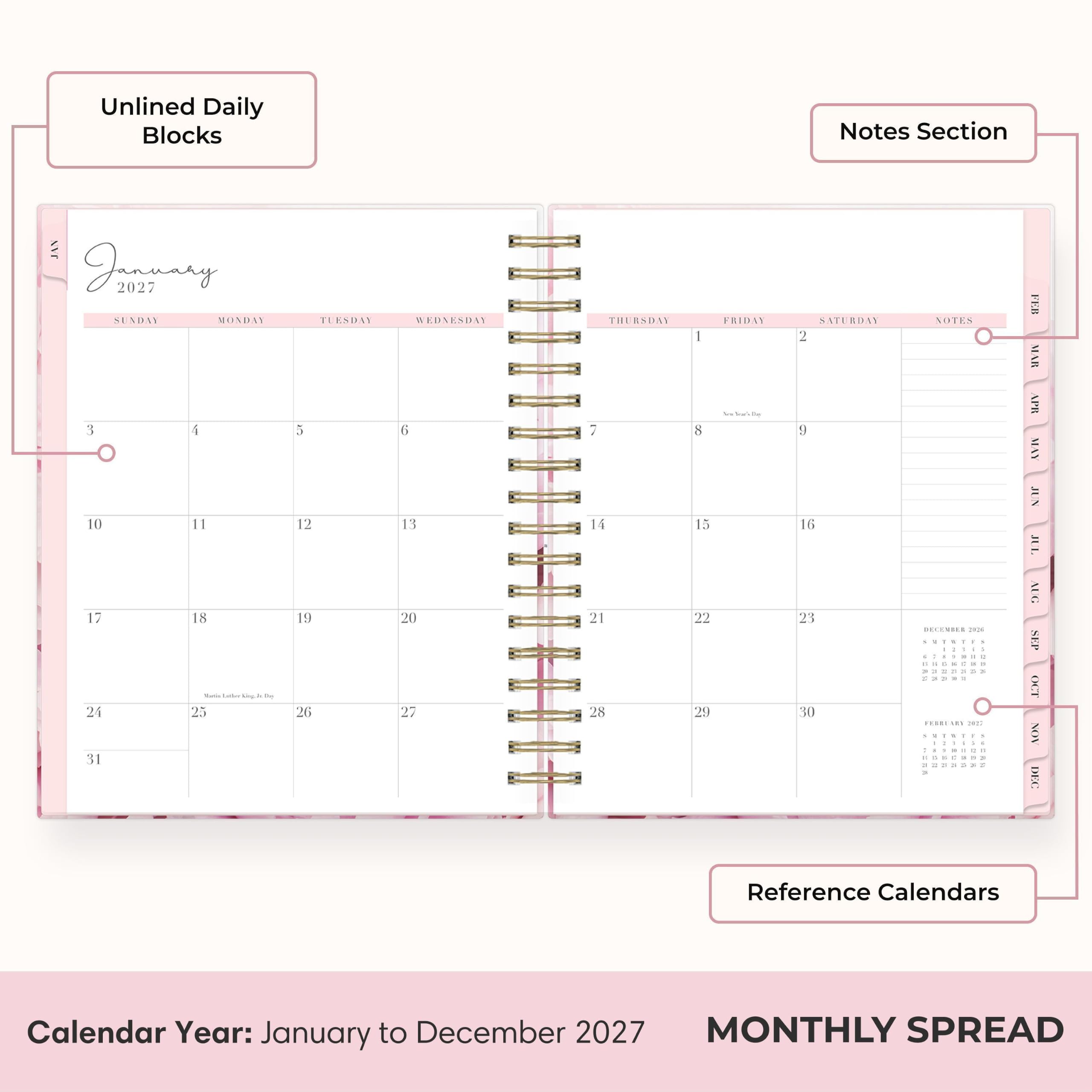 Unlined Daily Blocks

Notes Section

January 2027
SUNDAY MONDAY TUESDAY WEDNESDAY THURSDAY FRIDAY SATURDAY NOTES
3 4 5 6 7 8 9
10 11 12 13 14 15 16
17 18 19 20 21 22 23
24 25 26 27 28 29 30
31

Reference Calendars

Calendar Year: January to December 2027
MONTHLY SPREAD