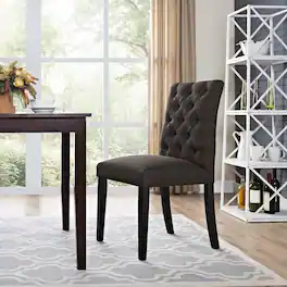 Duchess Button Tufted Fabric Dining Chair by Modway - Brown