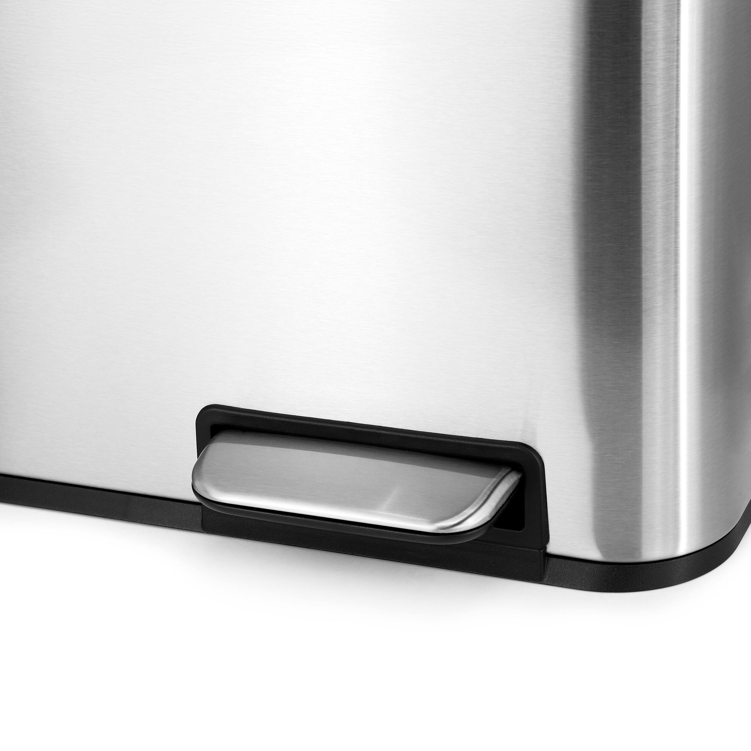 Alt View 1. Elama - Elama 2 Section 30 Liter/ 8 Gallon Each Section Trash and Recycling Step Bin with Slow Close Mechanism - Silver.