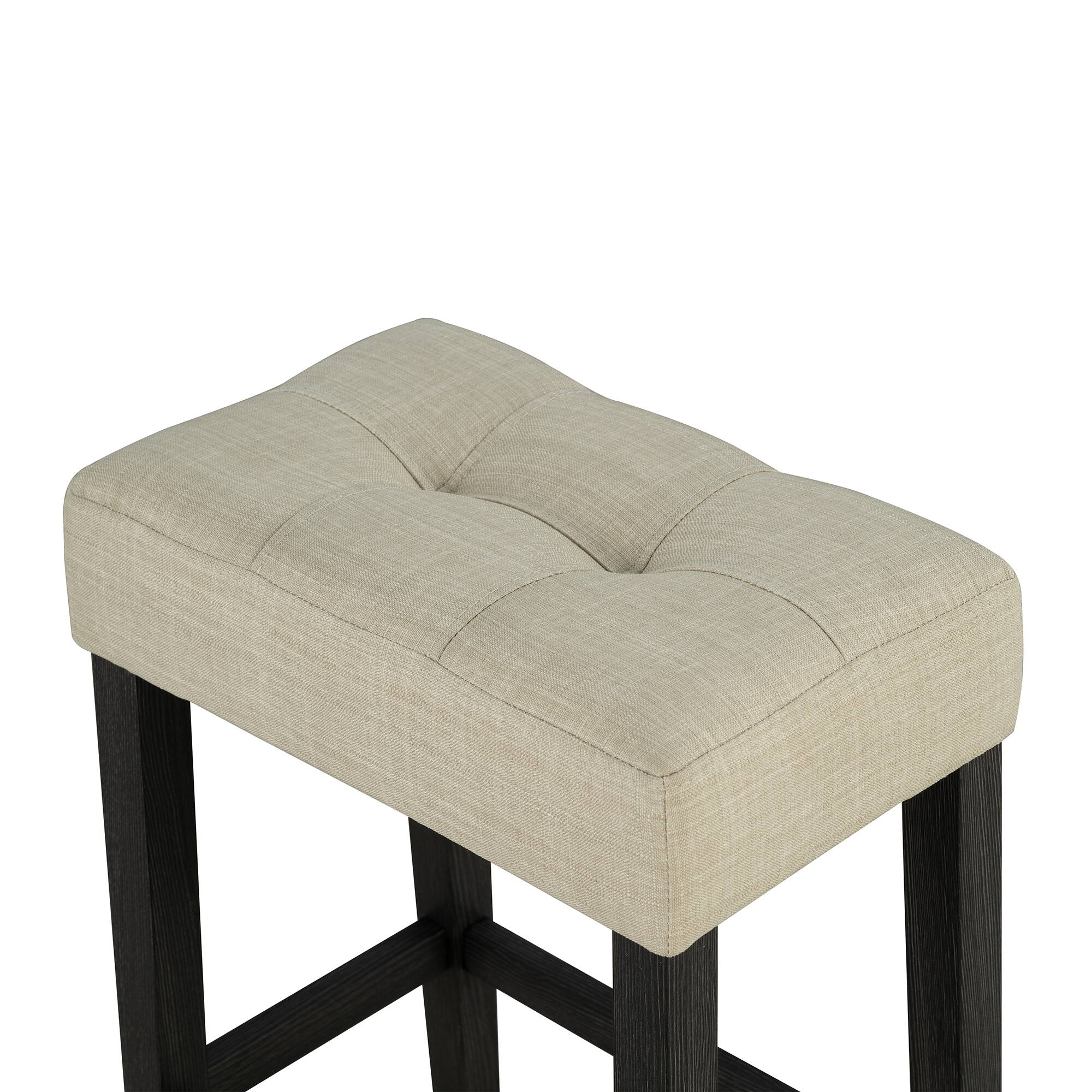 Alt View 8. Vaczon - 3-Piece Dining Set with Table and 2 Stools, Space-Saving Design for Small Apartments, Modern Kitchen Furniture - Dark black, Beige.