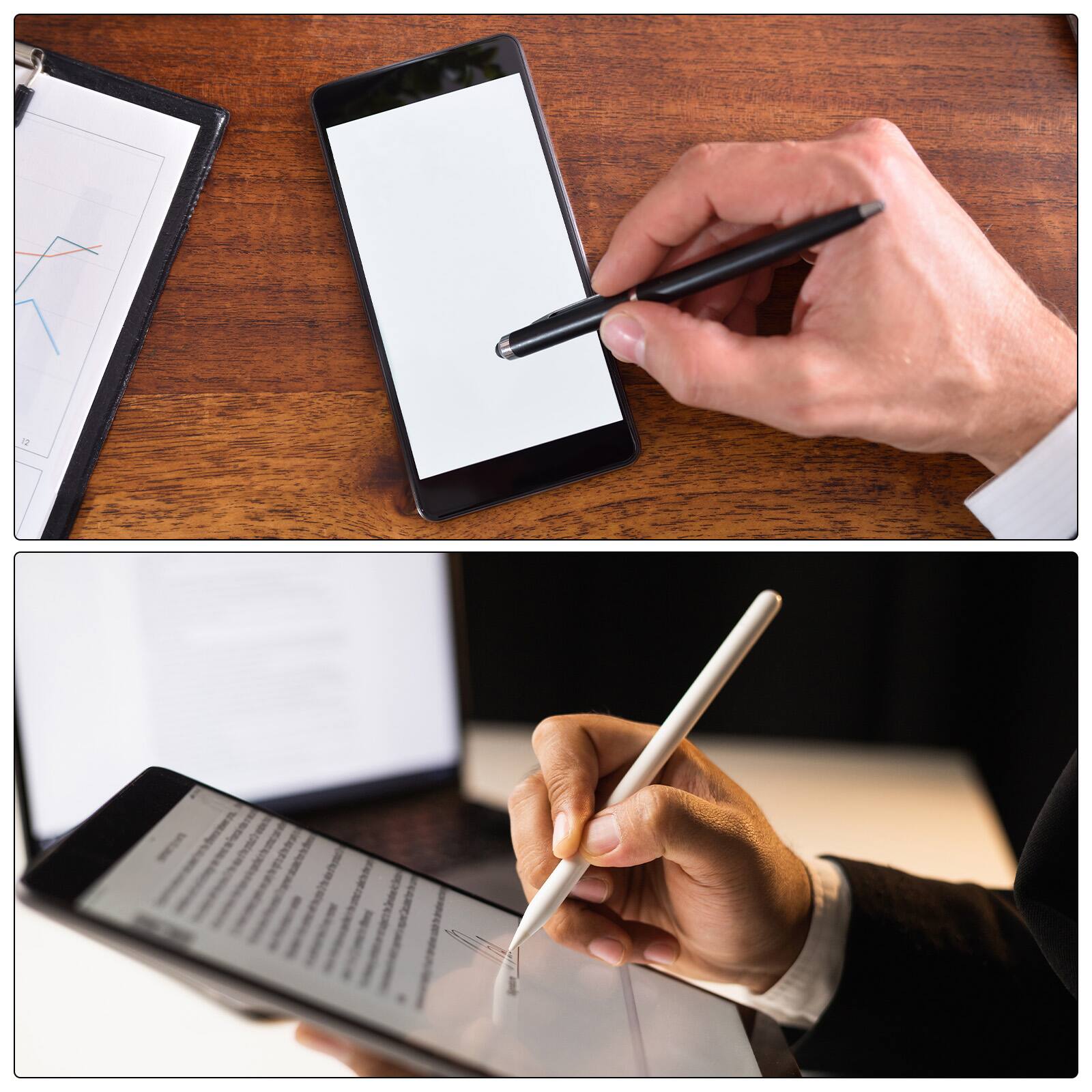 Alt View 6. Unique Bargains - 6pcs 2-in-1 Metal Ballpoint Pen & Retractable Stylus for All Capacitive Touch Screen - White.