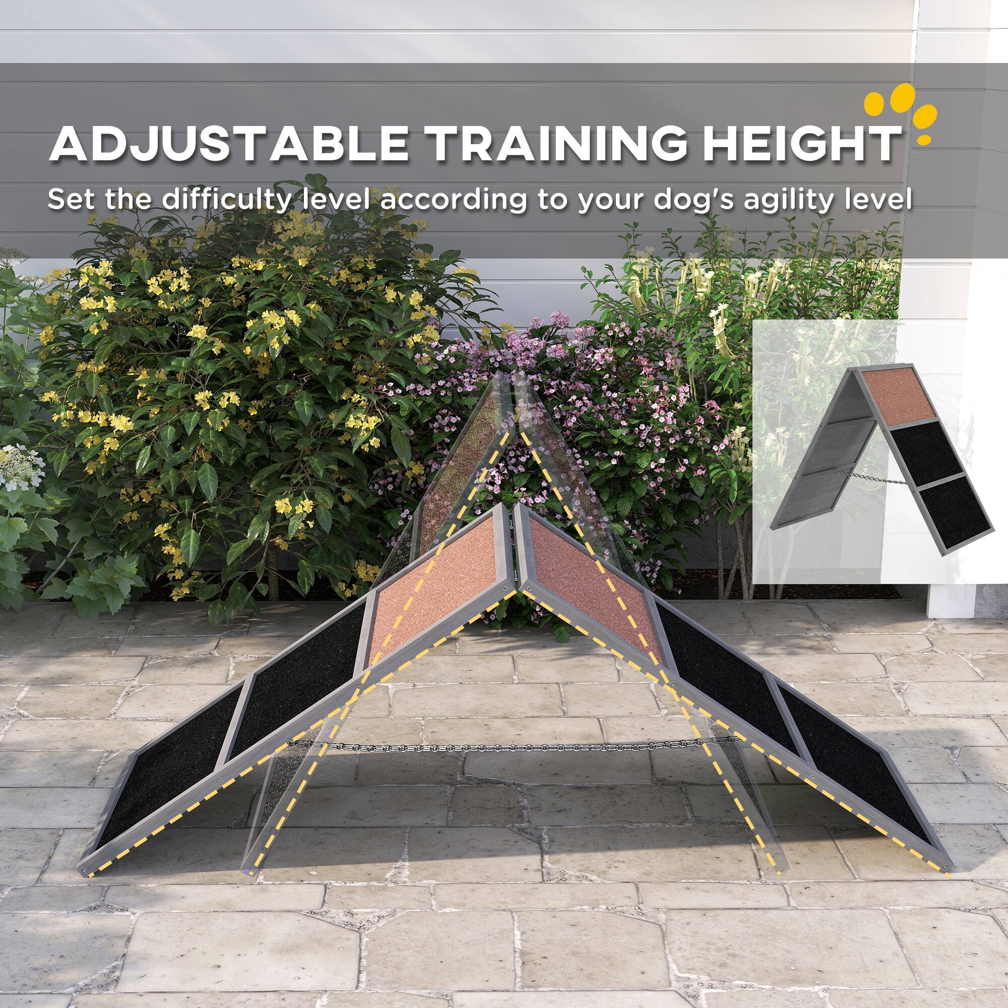 ADJUSTABLE TRAINING HEIGHT  
Set the difficulty level according to your dog's agility level
