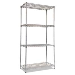 Alera - NSF Certified Industrial Four-Shelf Wire Shelving Kit, 36w x 18d x 72h, Silver - Silver