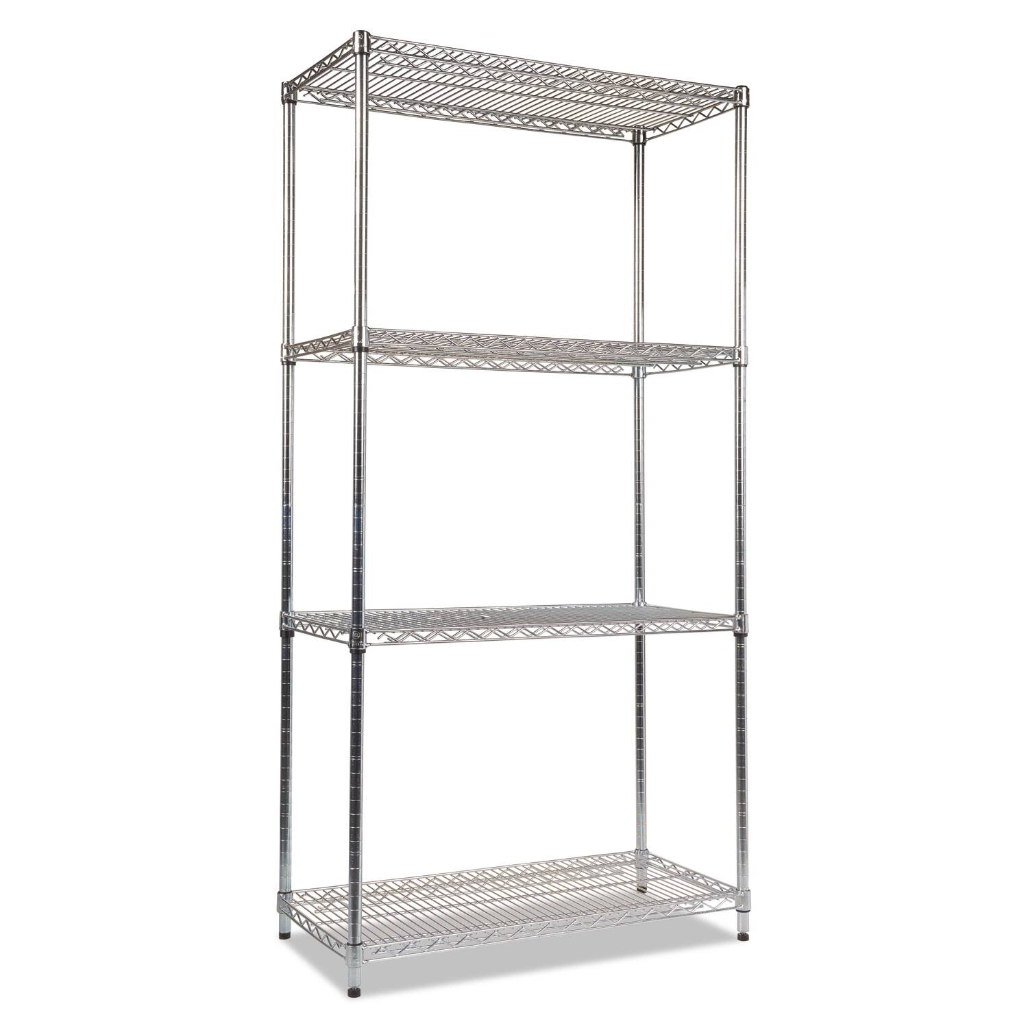 Front. Alera - NSF Certified Industrial Four-Shelf Wire Shelving Kit, 36w x 18d x 72h, Silver - Silver.