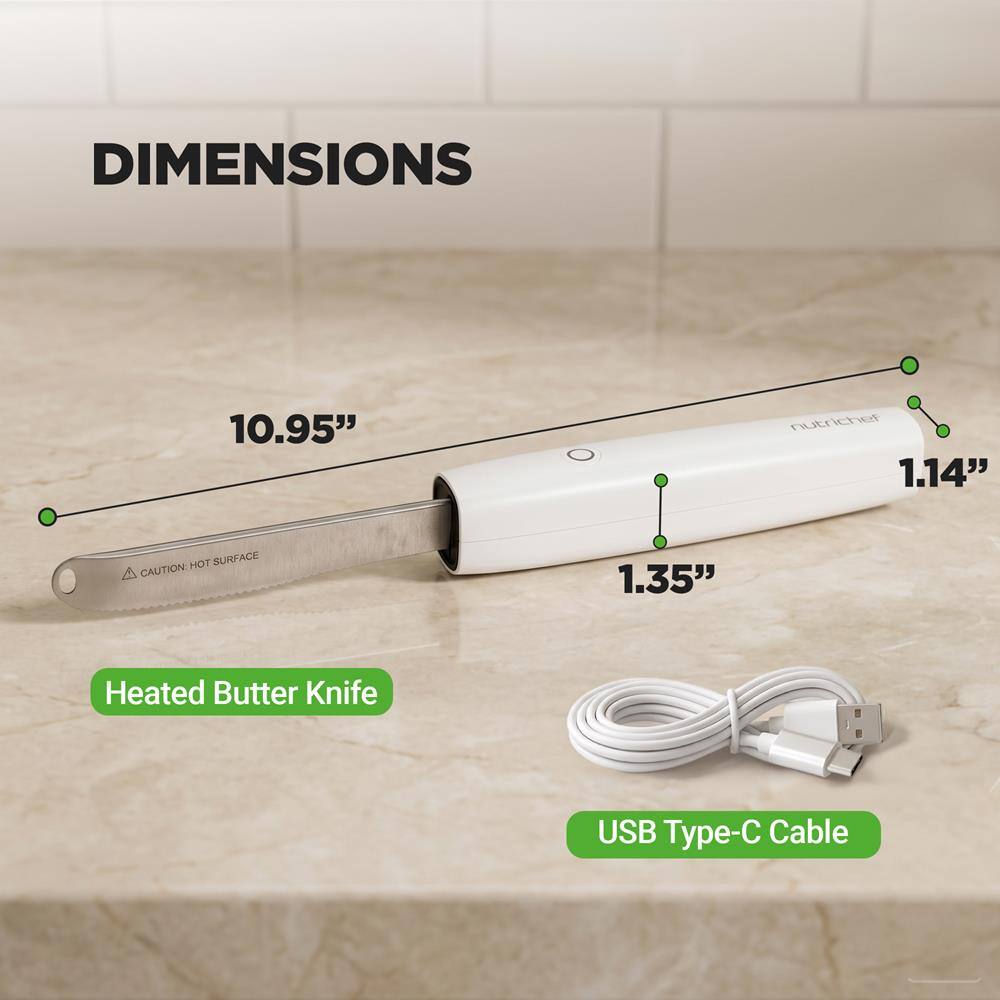 DIMENSIONS
10.95"
1.14"
1.35"
HOT SURFACE CAUTION
Heated Butter Knife
USB Type-C Cable