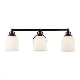 Jonathan Y - Lydia 24" 3-Light Farmhouse Cottage Metal LED Vanity Light with Frosted Glass Shades, Oil Rubbed Bronze - Oil-Rubbed Bronze