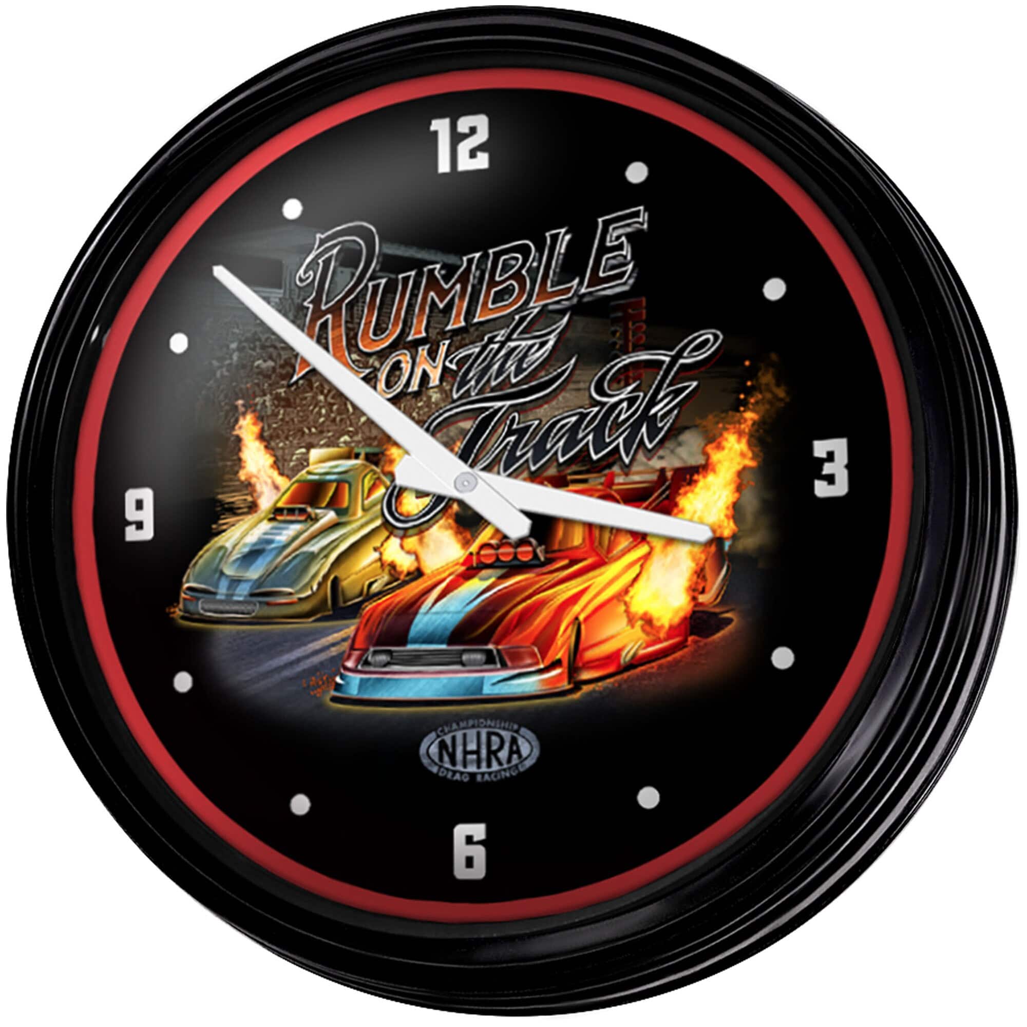 The Fan-Brand - NHRA Rumble on the Track 18.75" Retro Lighted Wall Clock - Multicolor