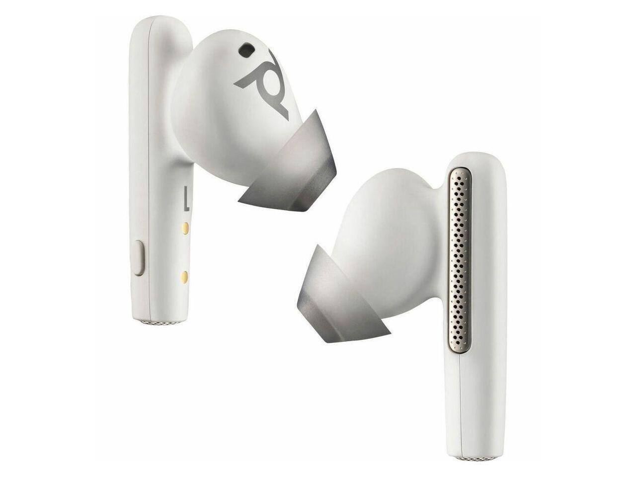 Alt View 1. HP - Poly True Wireless Earbuds - Stereo/Mono, Bluetooth, Noise Canceling, White Sand.