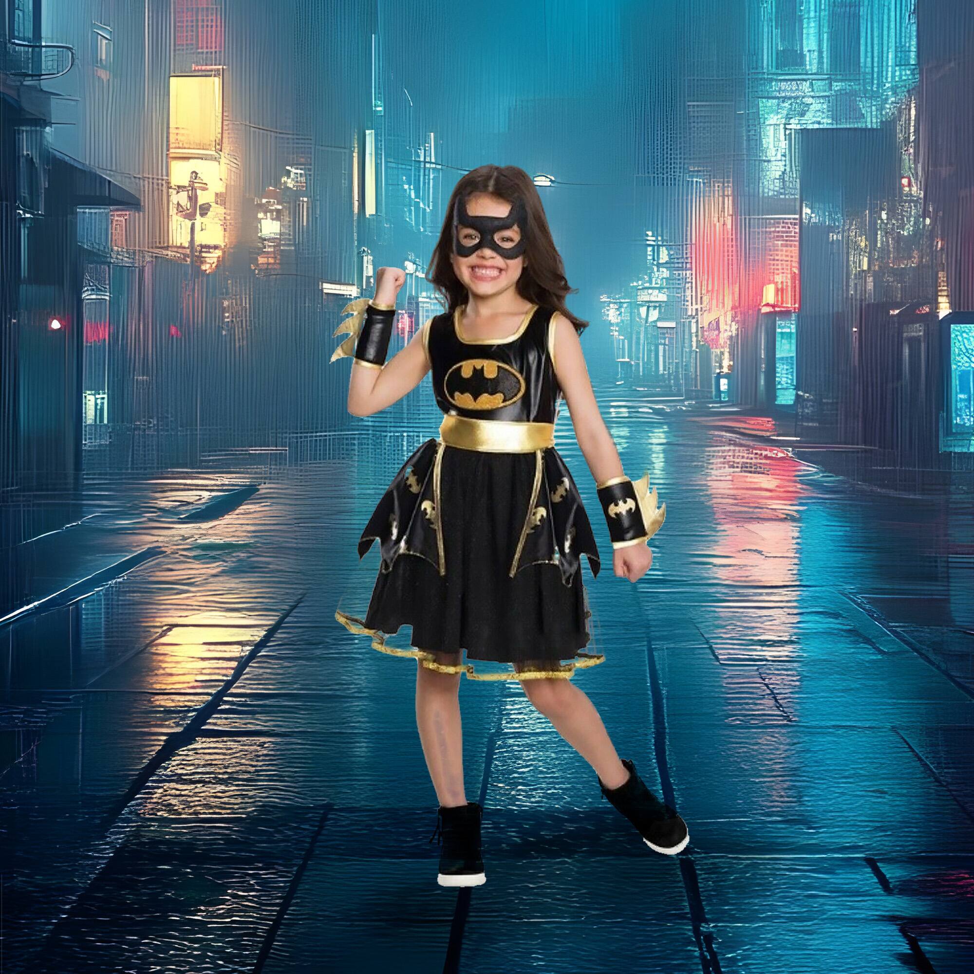 Front. Rubies - Girl's Batgirl Tutu Dress Childs Halloween Costume - Small 5-6 - Black.