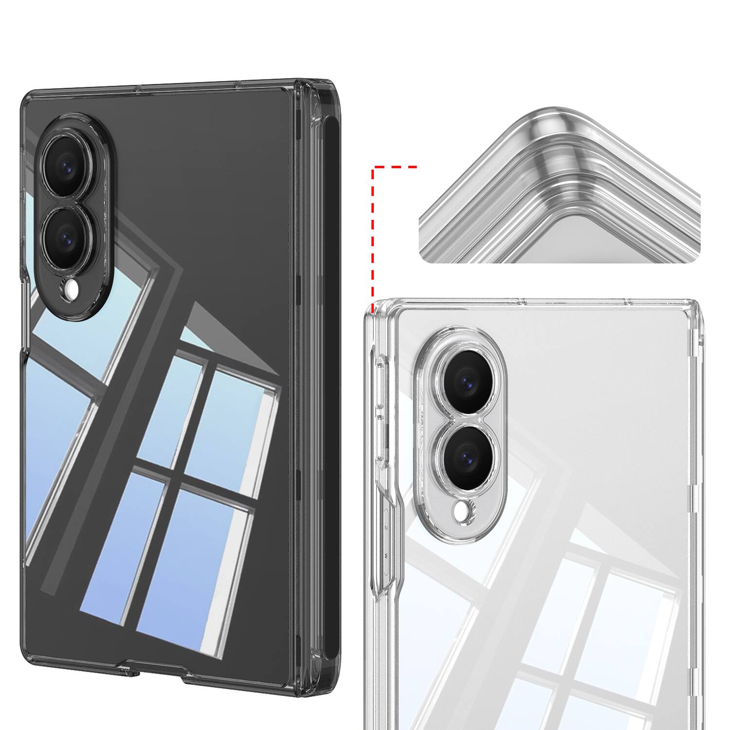 Alt View 3. Dteck - Hinge Protection Case for Samsung Galaxy Z Fold8 with Built-in Screen Protector,Slim Shock-Absorbent Rugged Clear Cover - Clear.