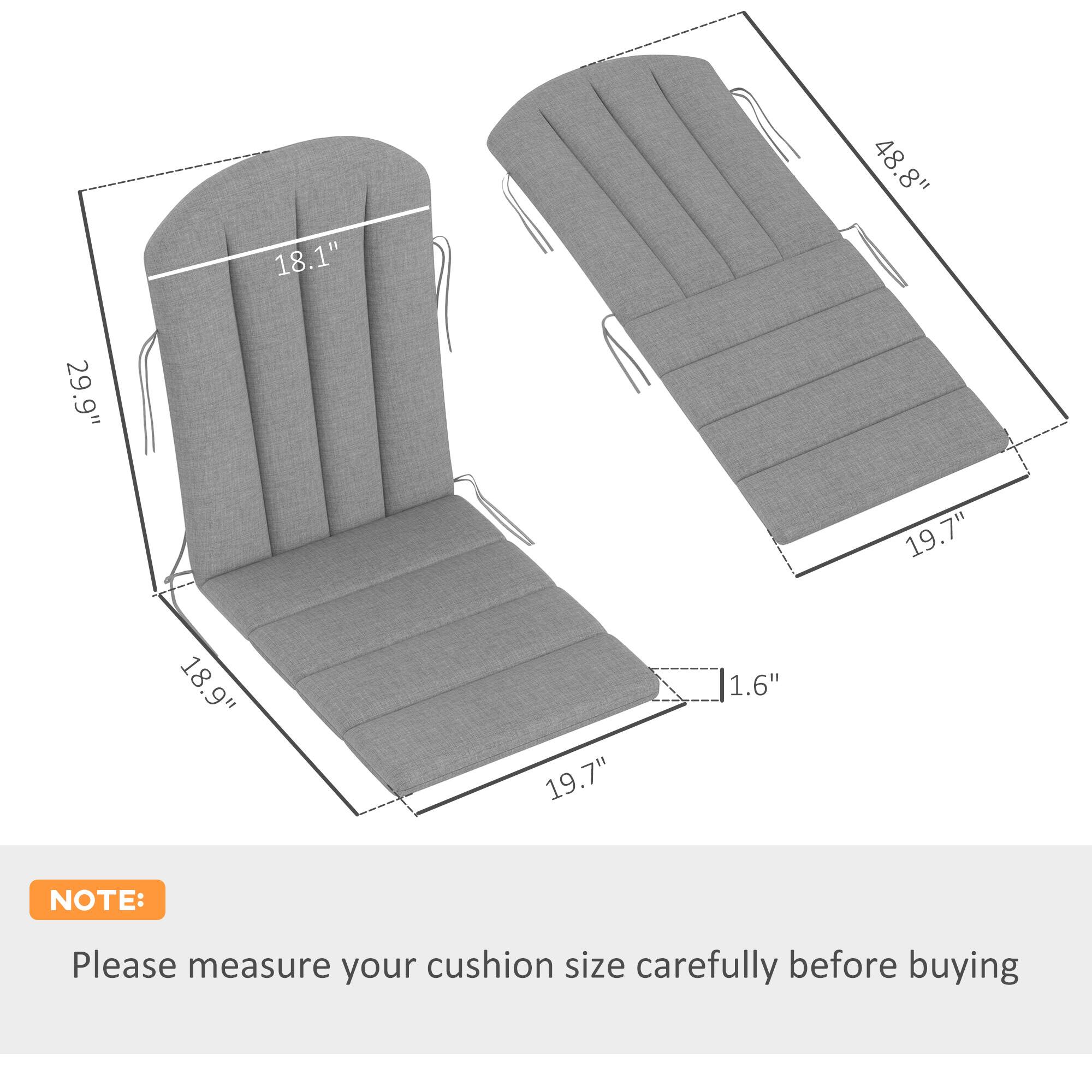 18.1", 29.9", 48.8", 19.7", 18.9", 19.7", 1.6" NOTE: Please measure your cushion size carefully before buying