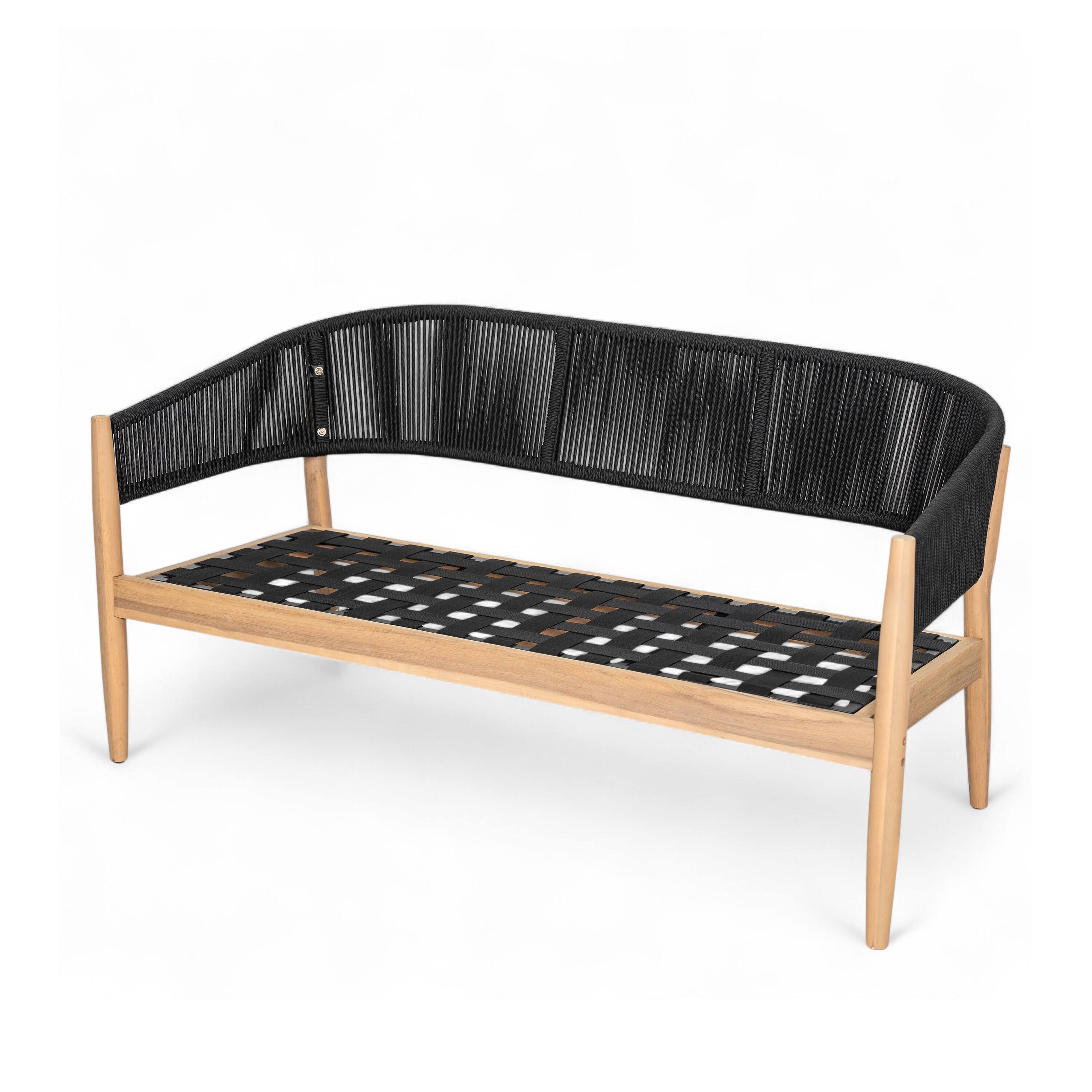 Alt View 4. Mondawe - 4 Piece Outdoor Patio Acacia Wood Chat Set with Cushion - Beige+Black.