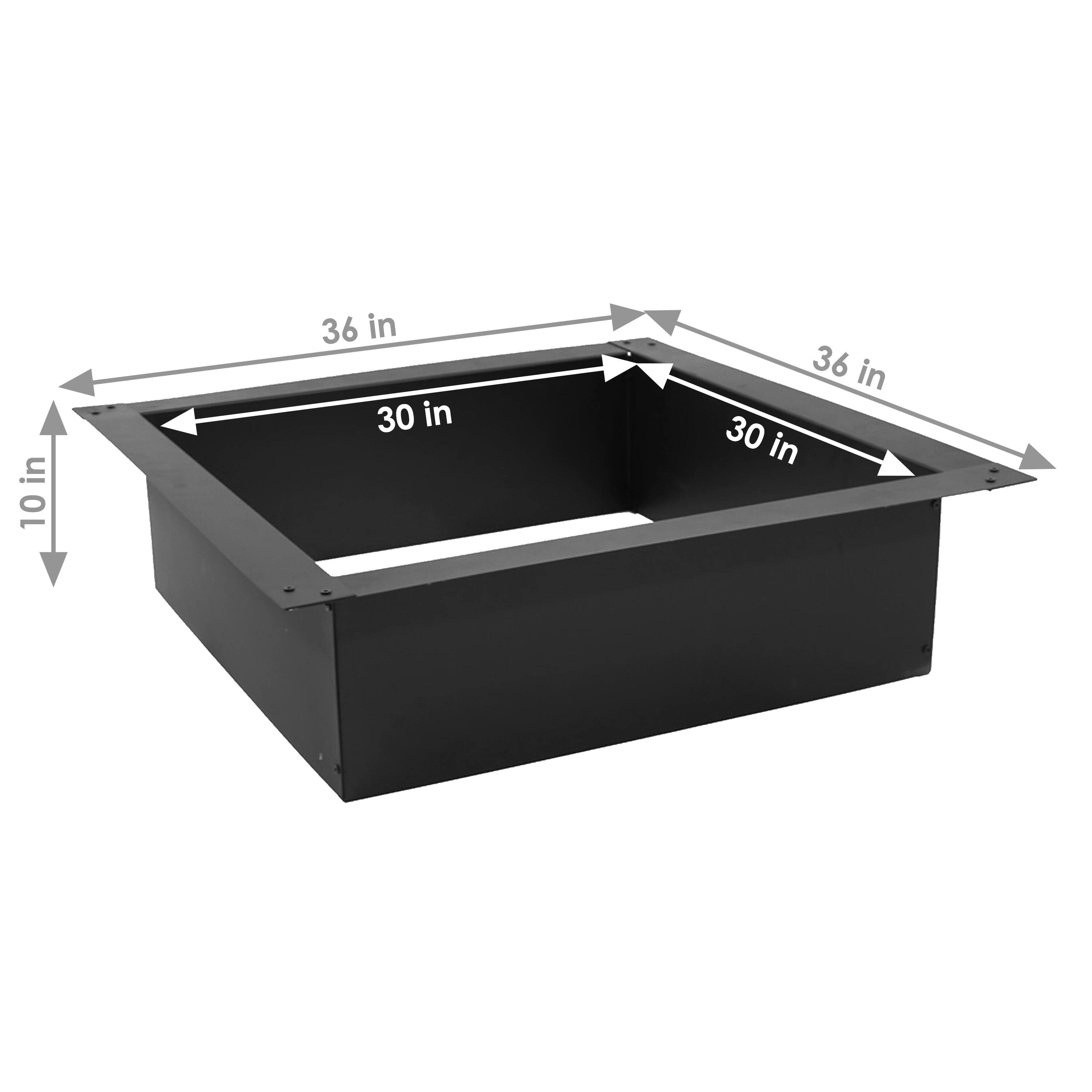 Alt View 2. Sunnydaze - 30 in Heavy-Duty Steel Above/In-Ground Square Fire Pit Rim Liner - Black.