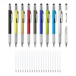 Unique Bargains - 9pcs 6-in-1 Multitool Tech Pen with Ballpoint, Ruler, Screwdriver & Stylus - Gift Idea - Multicolor