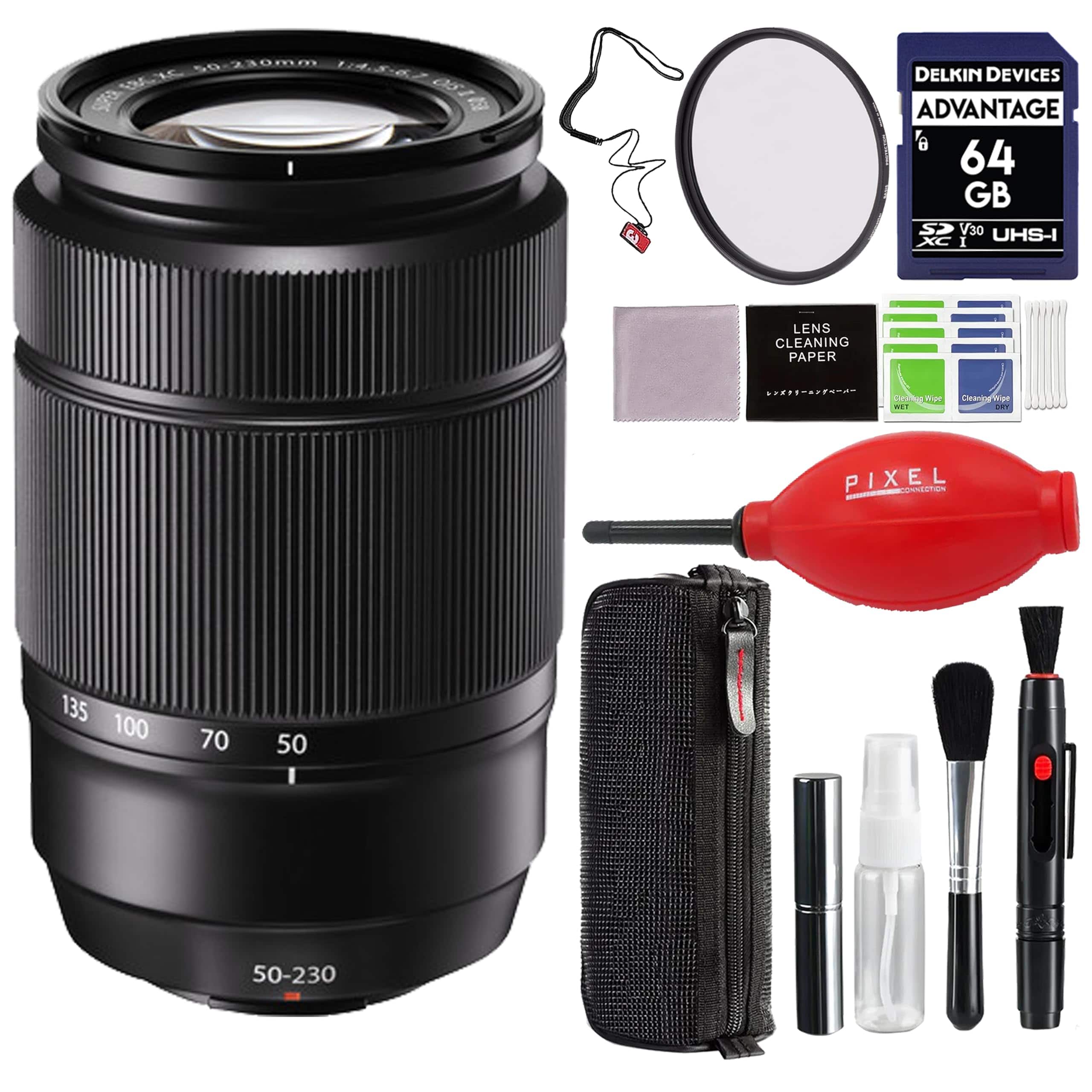 Fujifilm - XC 50-230mm f/4.5-6.7 OIS II Lens (Black) with Advance Accessories and Travel Bundle | Fuji XC 50-230mm - Black