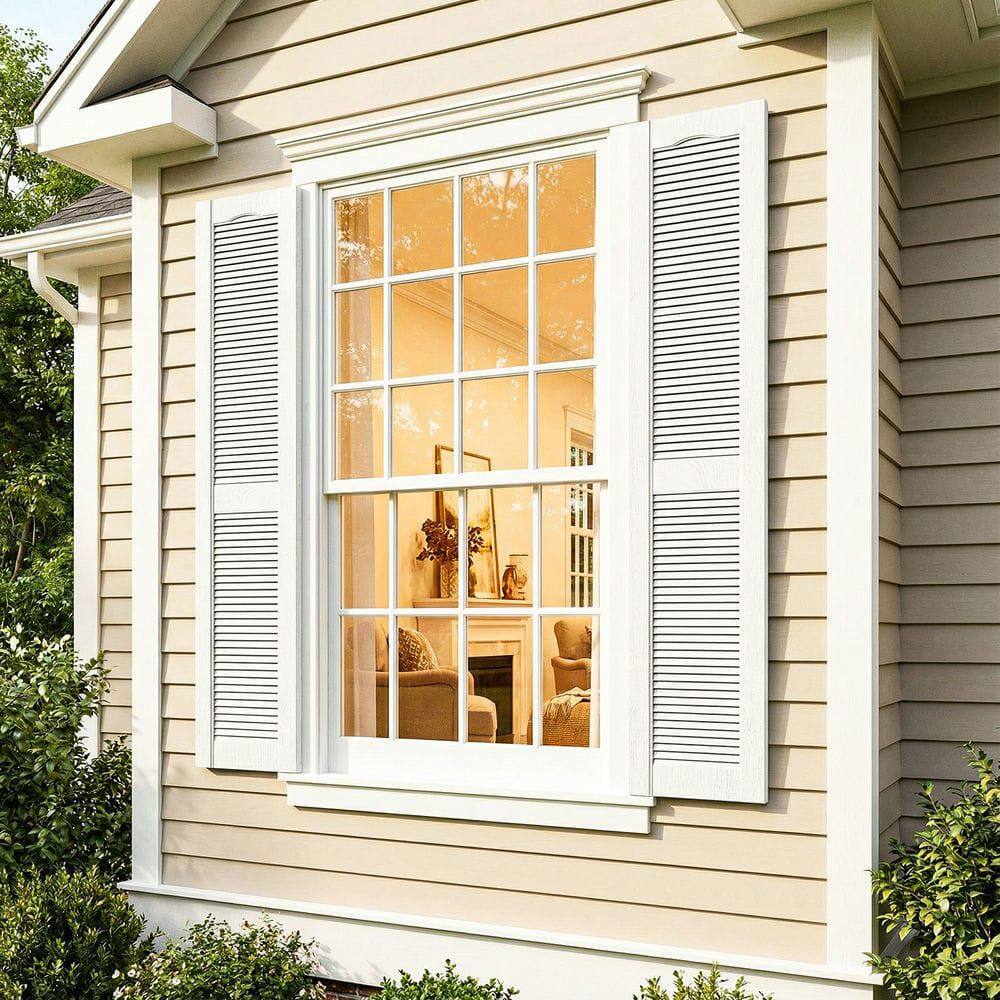 Alt View 8. Kadyn - Decorative Faux Shutters, Sturdy, Hassle-Free Design for Indoor & Outdoor Use, 14"x59", White - White.