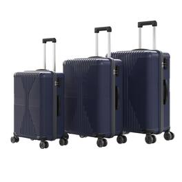 Winado - 3-in-1 20" 24" 28" Trolley Carry On Luggage Set Spinner Wheels Lightweigh Hardside PP Suitcase Sets with Built-in Lock - Blue