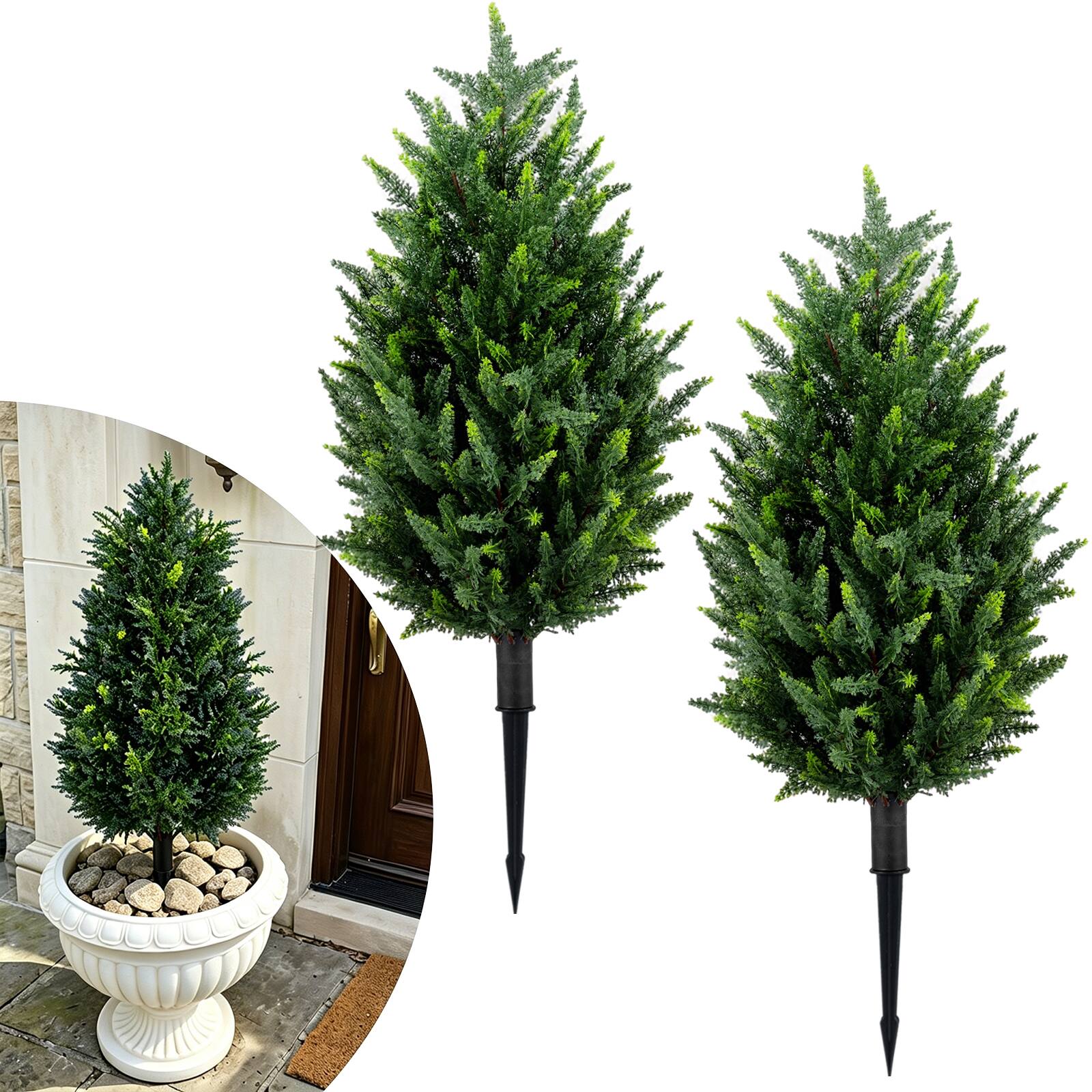 Alt View 9. Costway - Costway 2 Pack 3 ft Artificial Cypress Topiary Trees, Sun-Resistant Faux Cone Bushes - Green & Black.
