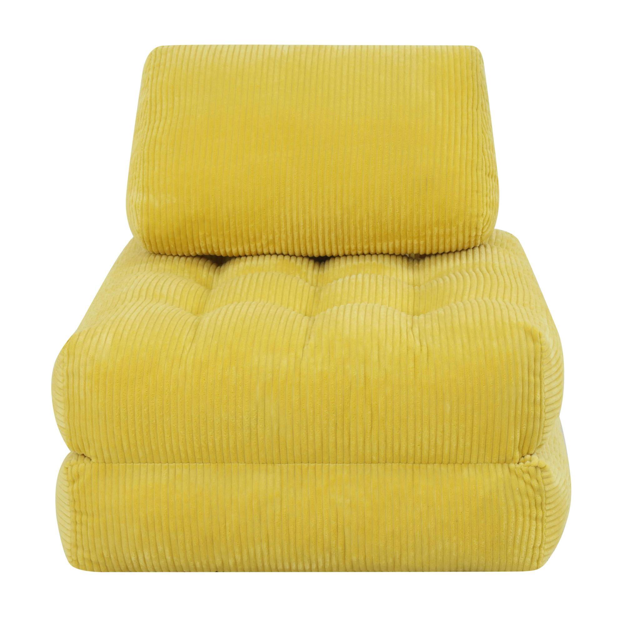 Alt View 4. GOODSILO - Corduroy Fabric Beanbag Couch for Living Room, Bedroom and Dorm, Cozy Fluffy Cloud Mini Couch - Yellow.