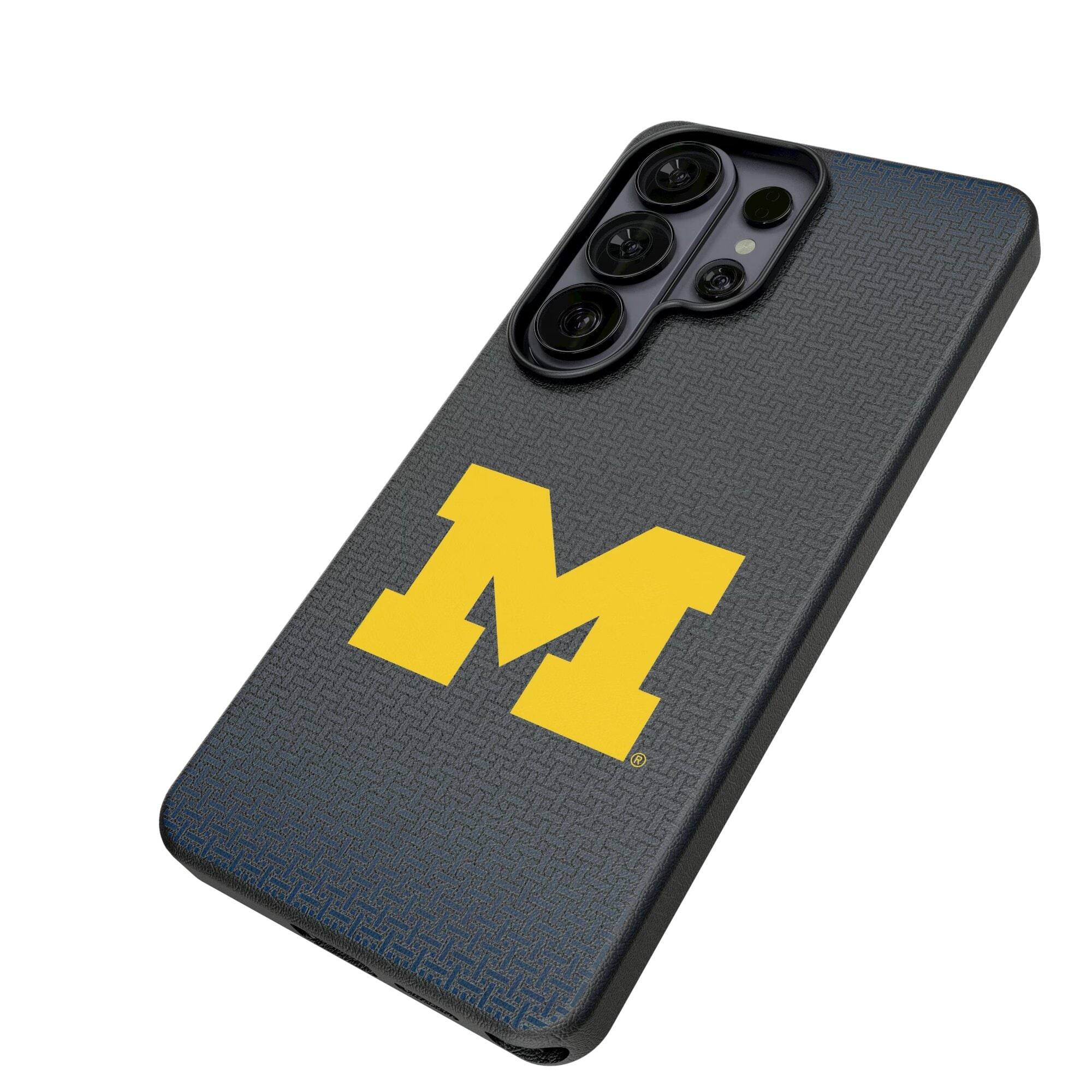 Alt View 1. Keyscaper - Michigan Wolverines Linen Galaxy Magnetic Bump Case - S24 - Black.